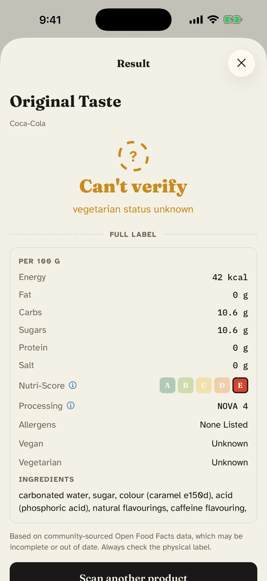 Can't verify verdict for Coca-Cola